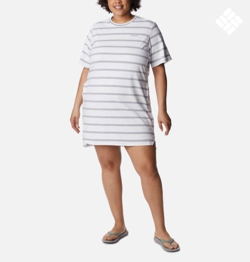 Women's Columbia Sun Trek T-Shirt Dress Stripe | Plus Size CA-K1C30